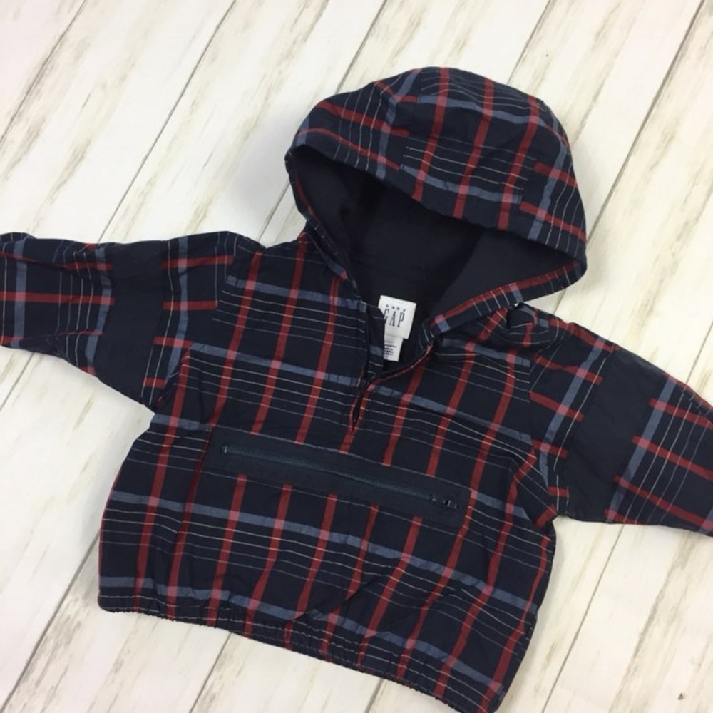Baby Gap Plaid 1/2 Zip Pullover Jacket 3-6 Months